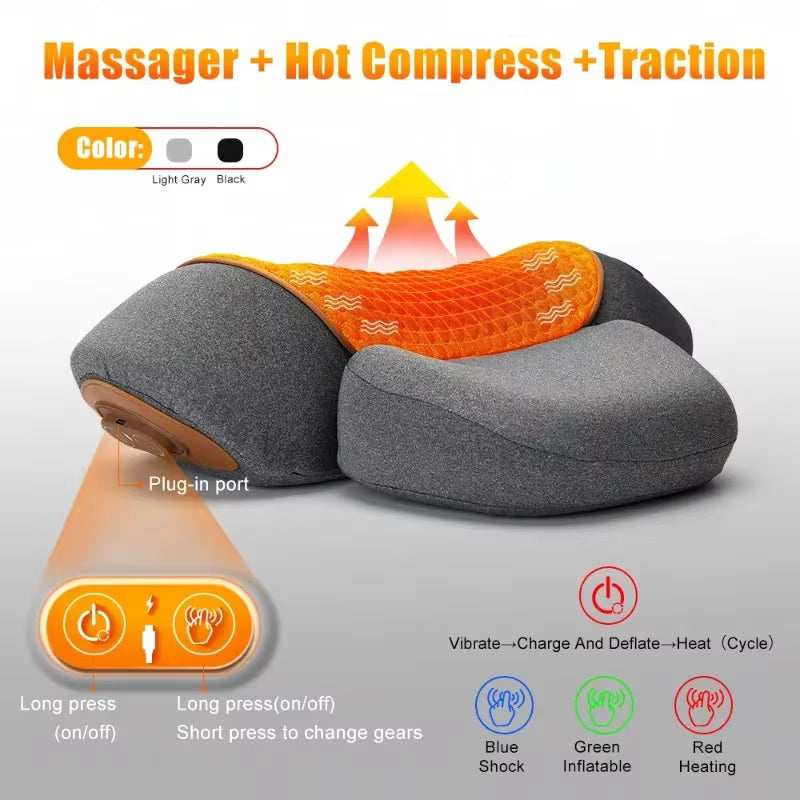 Electric Neck Massager Pillow Cervical Stretcher Heating Vibration Massage Back Traction Orthopedic Sleeping Pillows Support