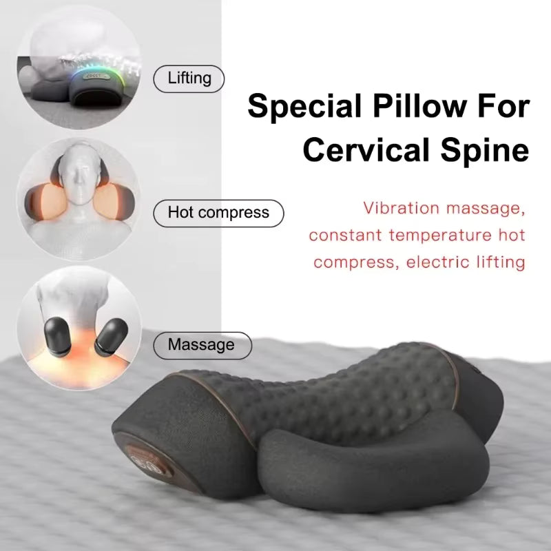 Electric Neck Massager Pillow Cervical Stretcher Heating Vibration Massage Back Traction Orthopedic Sleeping Pillows Support