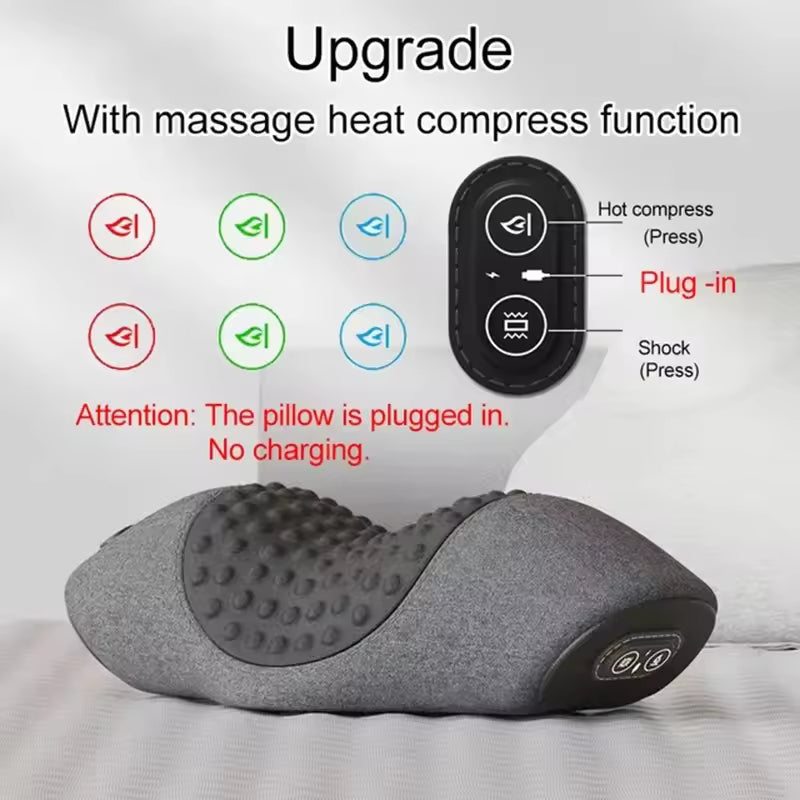 Electric Neck Massager Pillow Cervical Stretcher Heating Vibration Massage Back Traction Orthopedic Sleeping Pillows Support