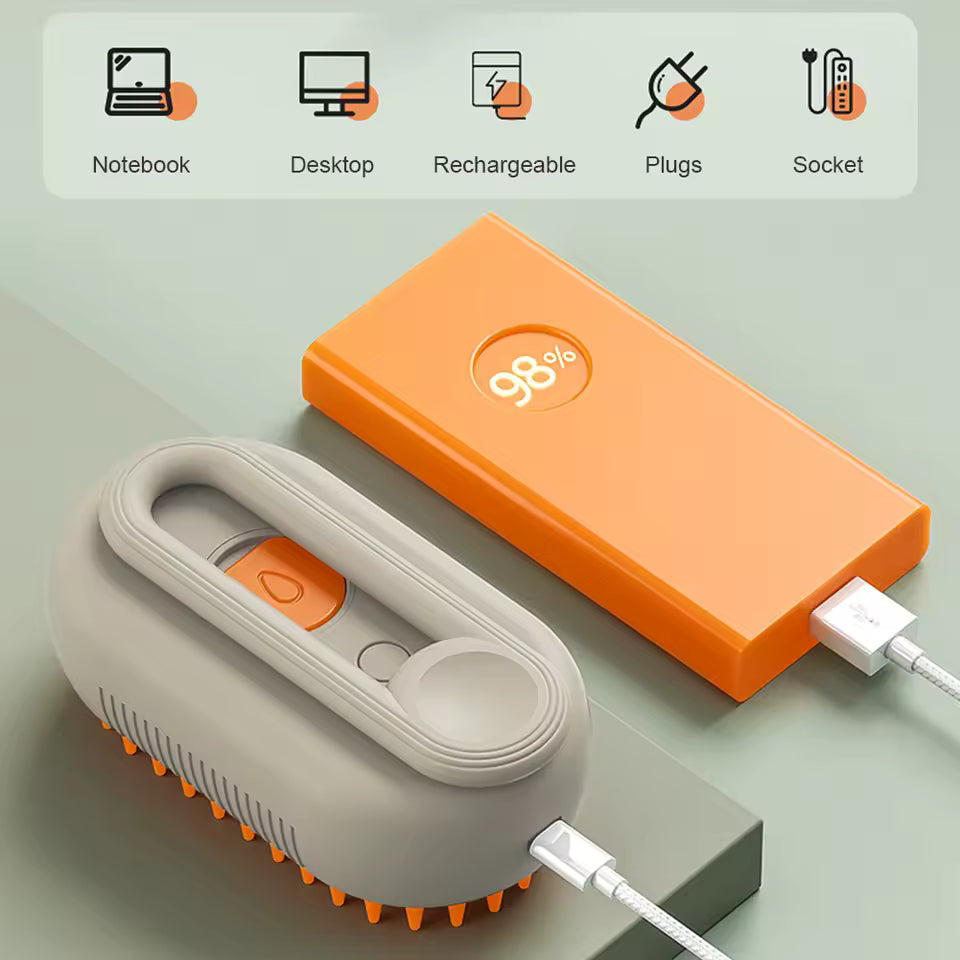 Cat Steam Brush Steamy Dog Brush 3 in 1 Electric Spray Cat Hair Brushes USB Rechargeable Dog Grooming Massage Comb for Pet Hairs