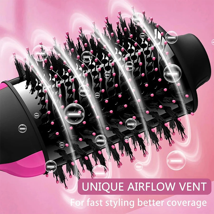3 in 1 Hot Air Styling Brush for Straightening, Curling and Drying - Ionic Hair Dryer Brush